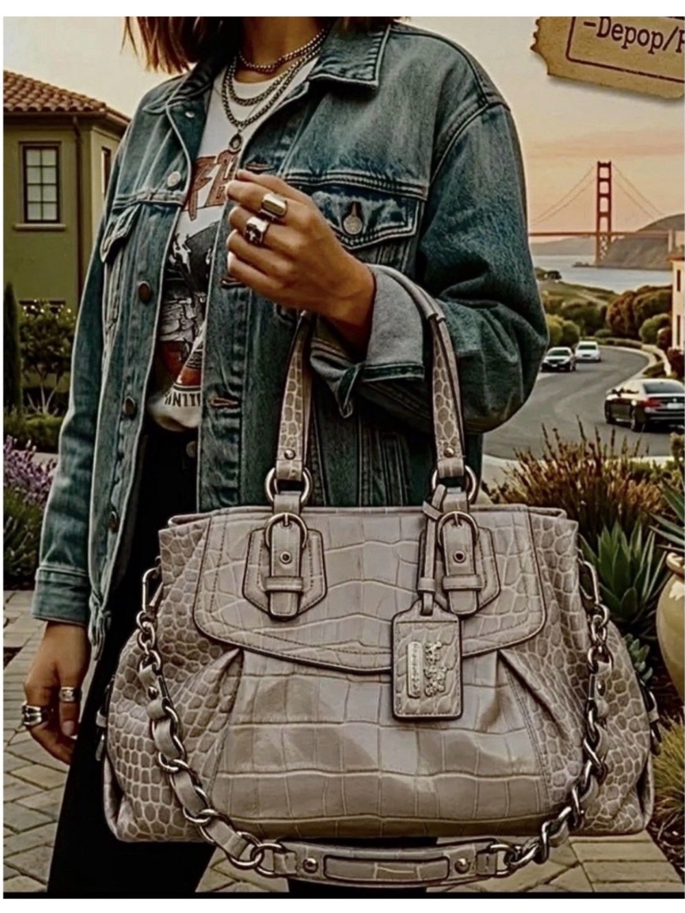 Coach 14601 Madison Carryall Exotic Gator/Croc Embossed Leather